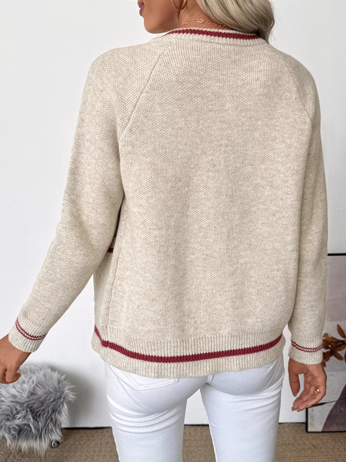 Zip Up Contrast Trim Cardigan