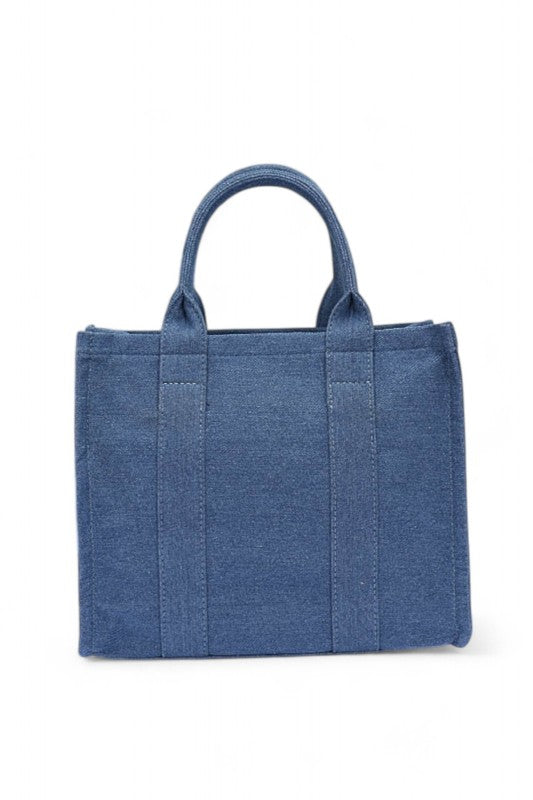 Convertible Small Denim Tote Bag
