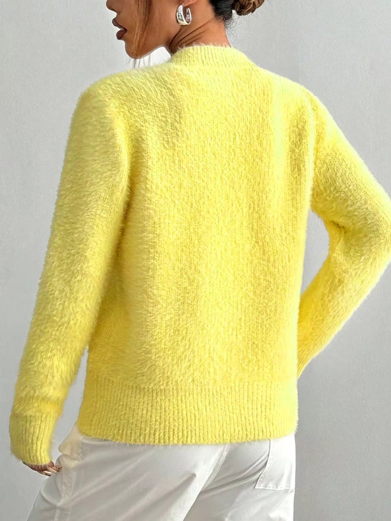 Heart Button Fuzzy Cardigan
