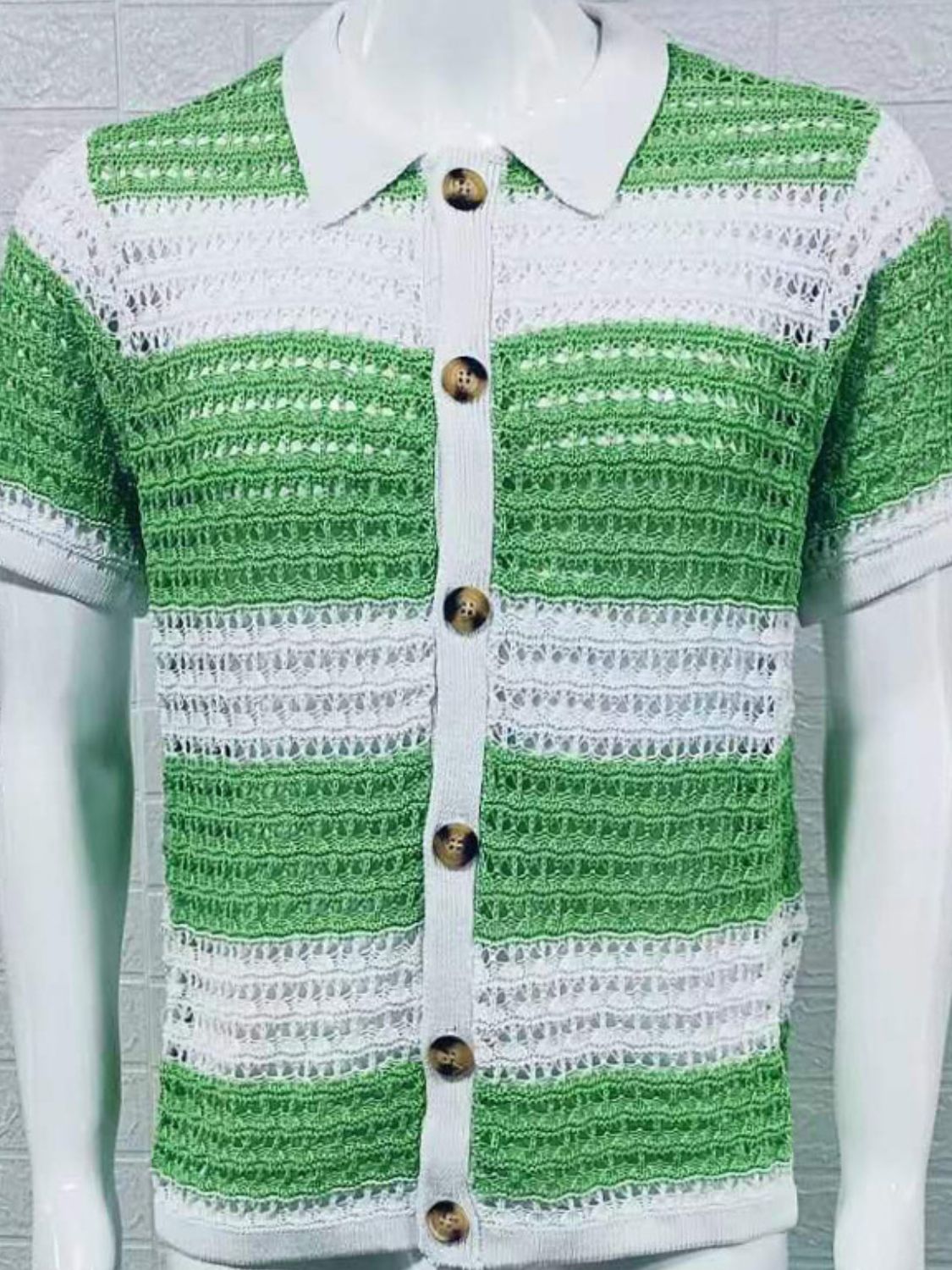 Men's Button Down Openwork Shirt