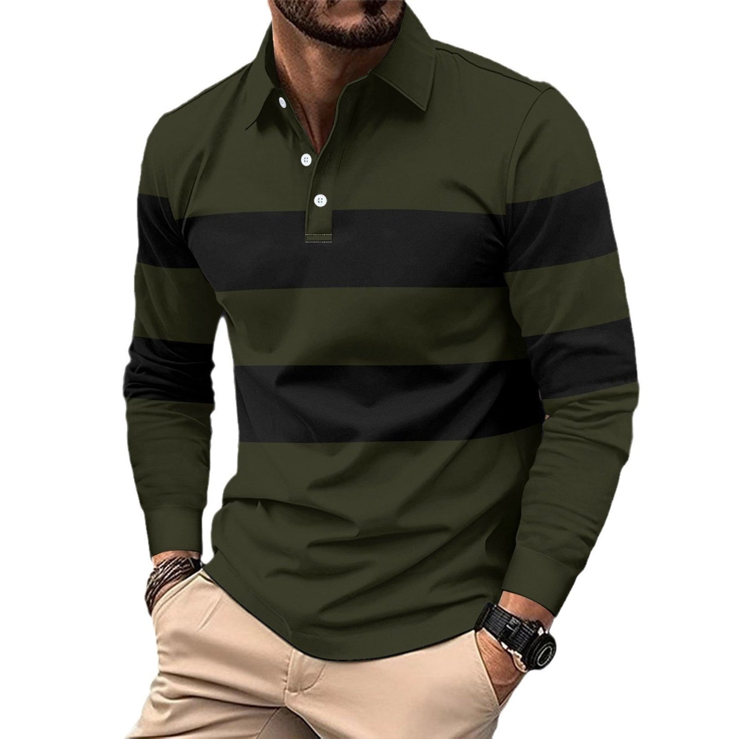 Full Size Striped Polo Men's Shirt