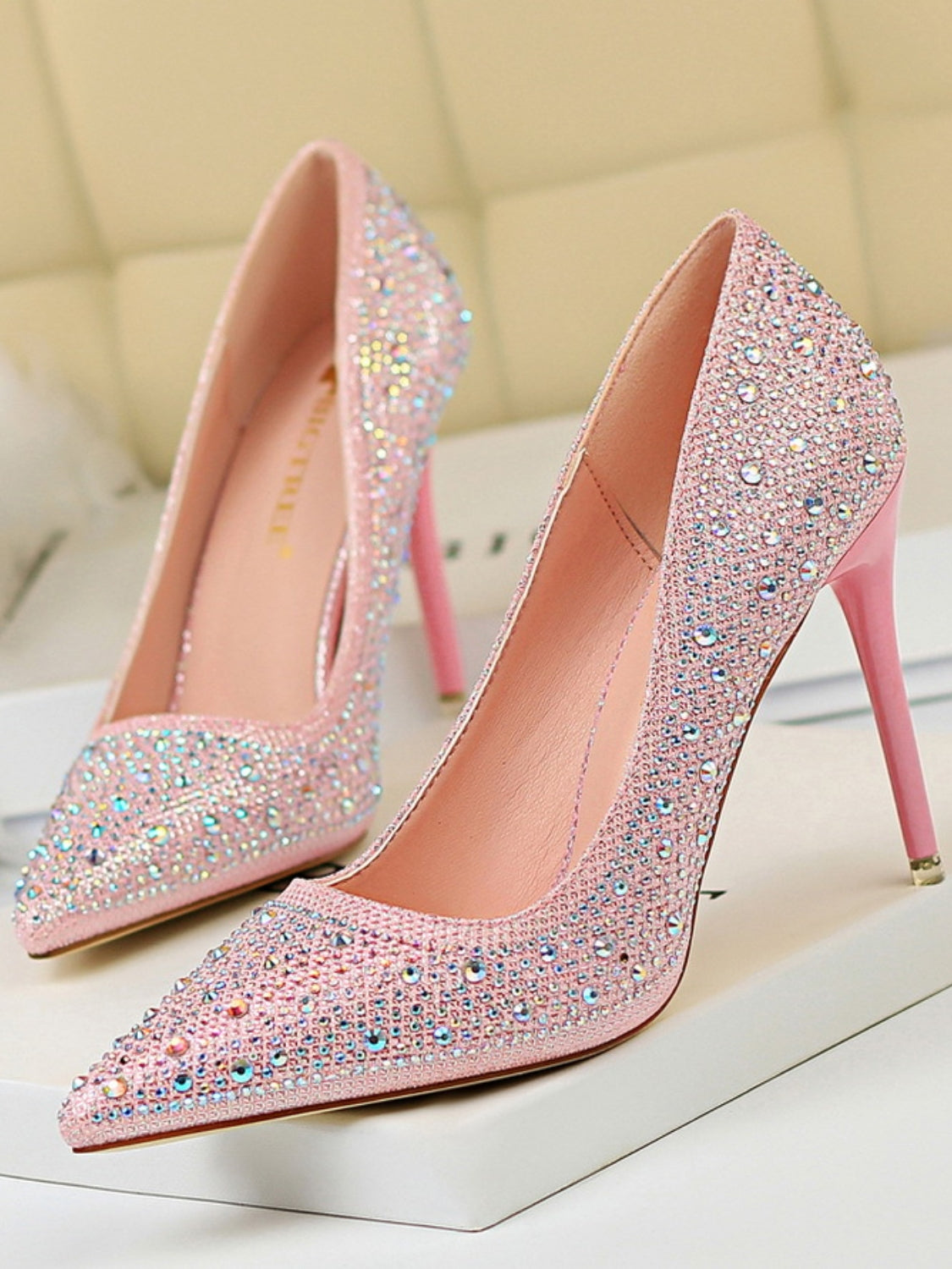 Point Toe Rhinestone Pumps