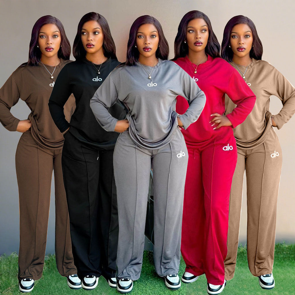 Long sleeved shirt, wide leg pants set