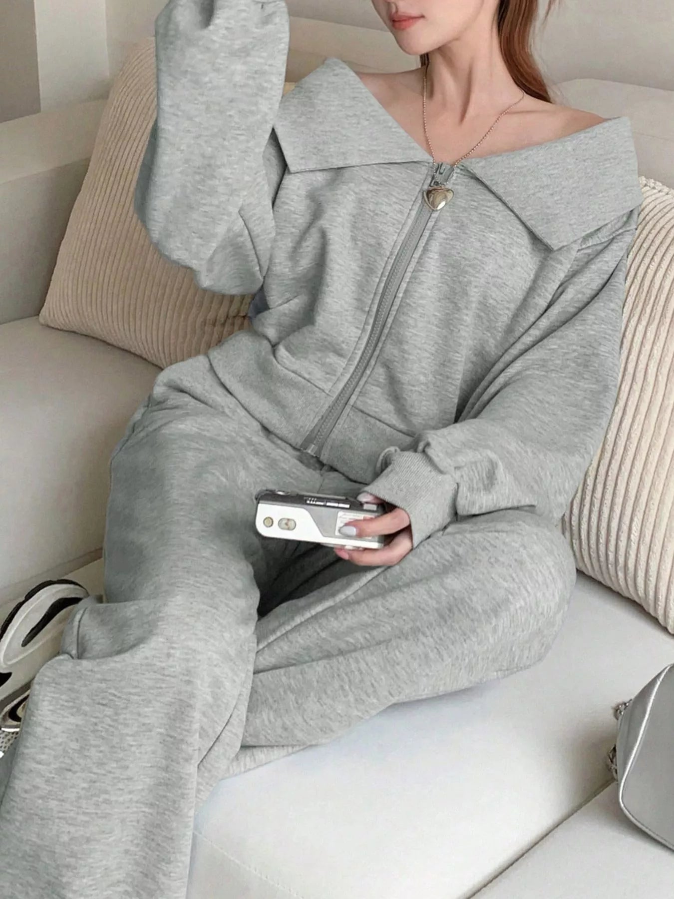 Zip Up Long Sleeve Top and Pants Set