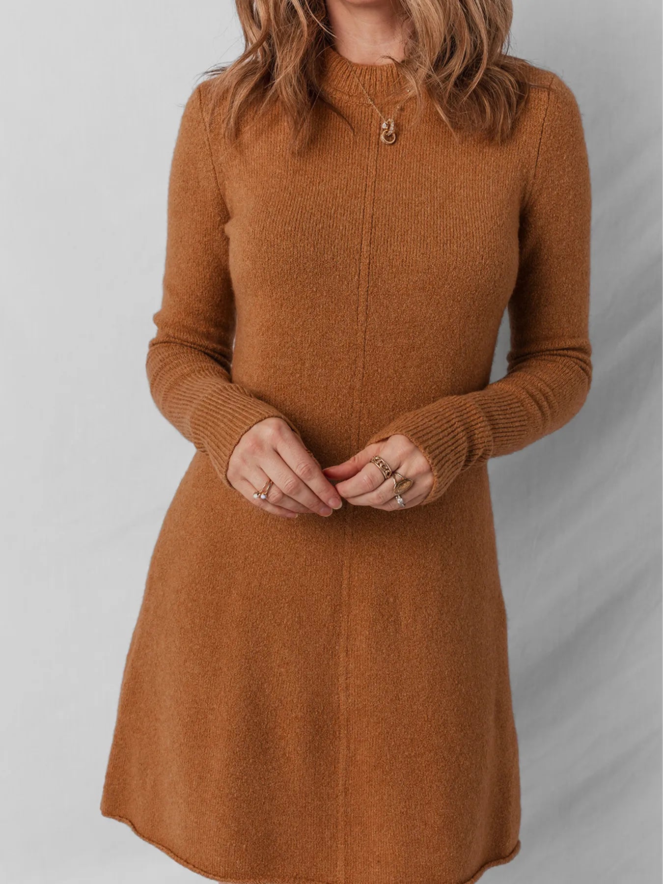 Ribbed Detail Mini Sweater Dress