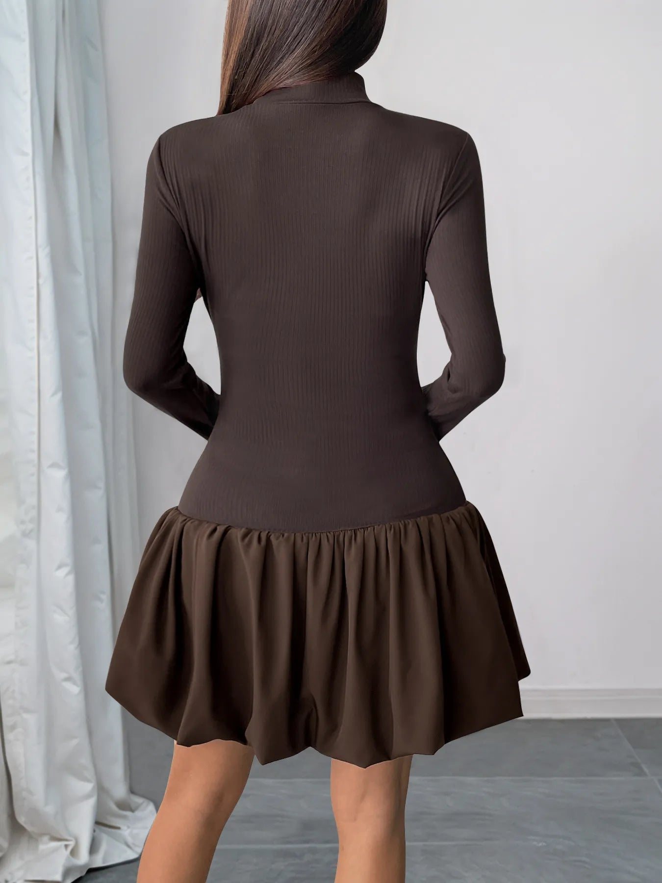 Long Sleeve Bubble Hem Dress