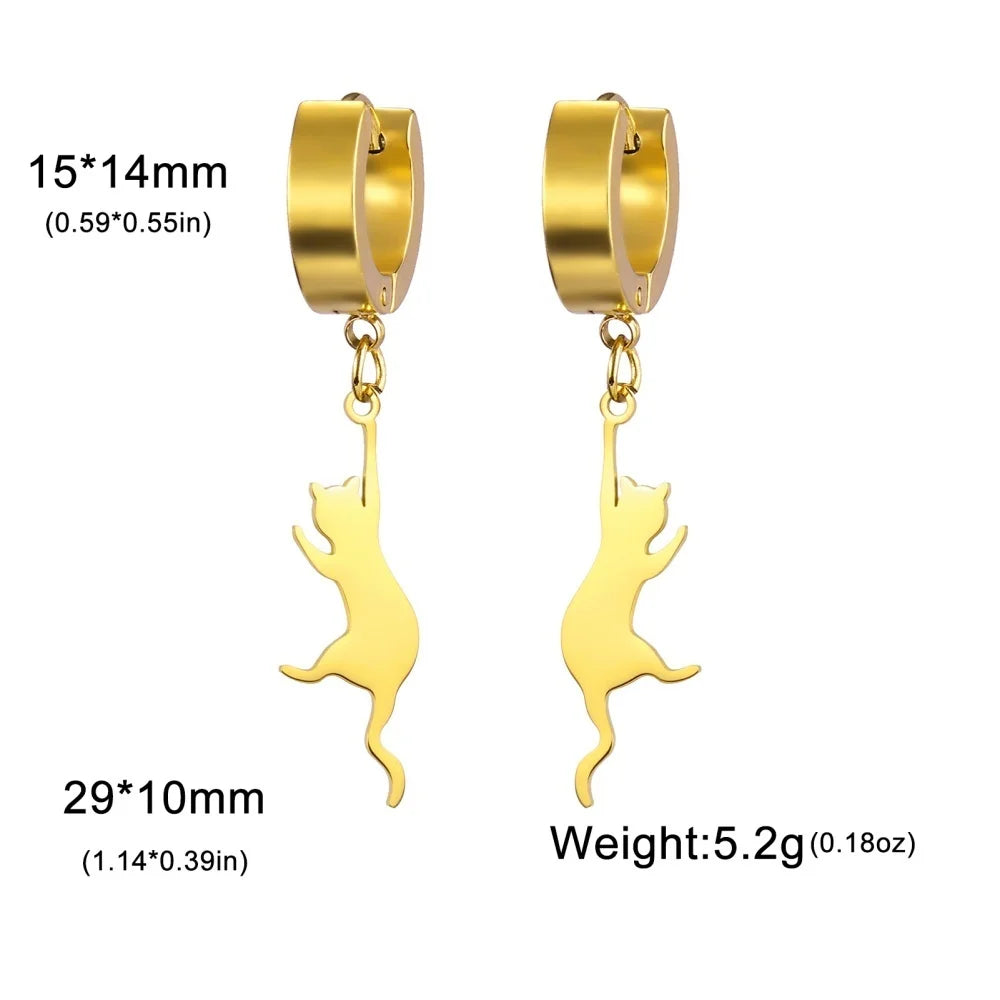 Jumping Cat Dangle Earrings - MONLANE