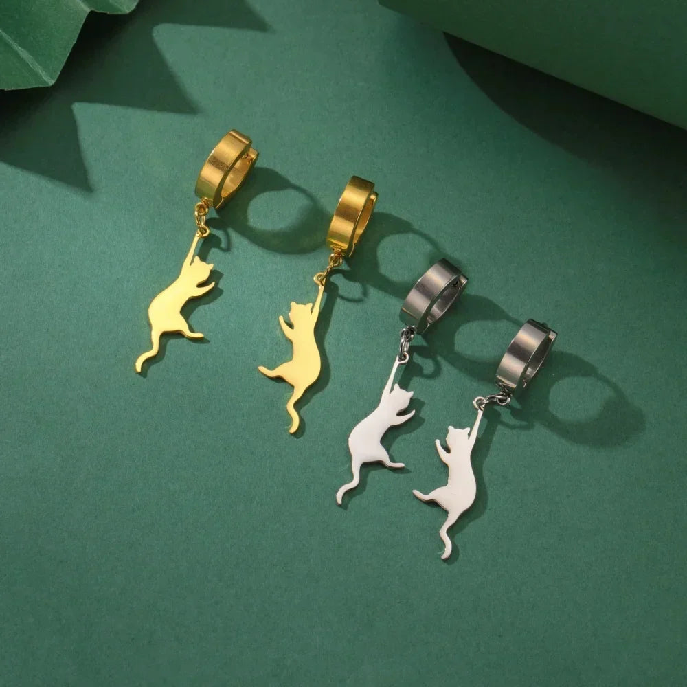 Jumping Cat Dangle Earrings - MONLANE