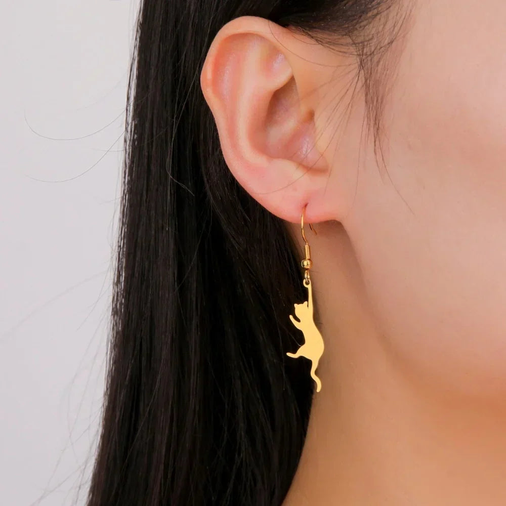 Jumping Cat Dangle Earrings - MONLANE