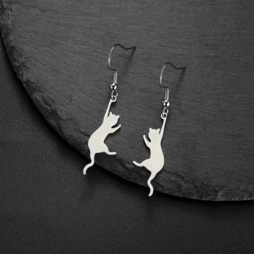 Jumping Cat Dangle Earrings - MONLANE