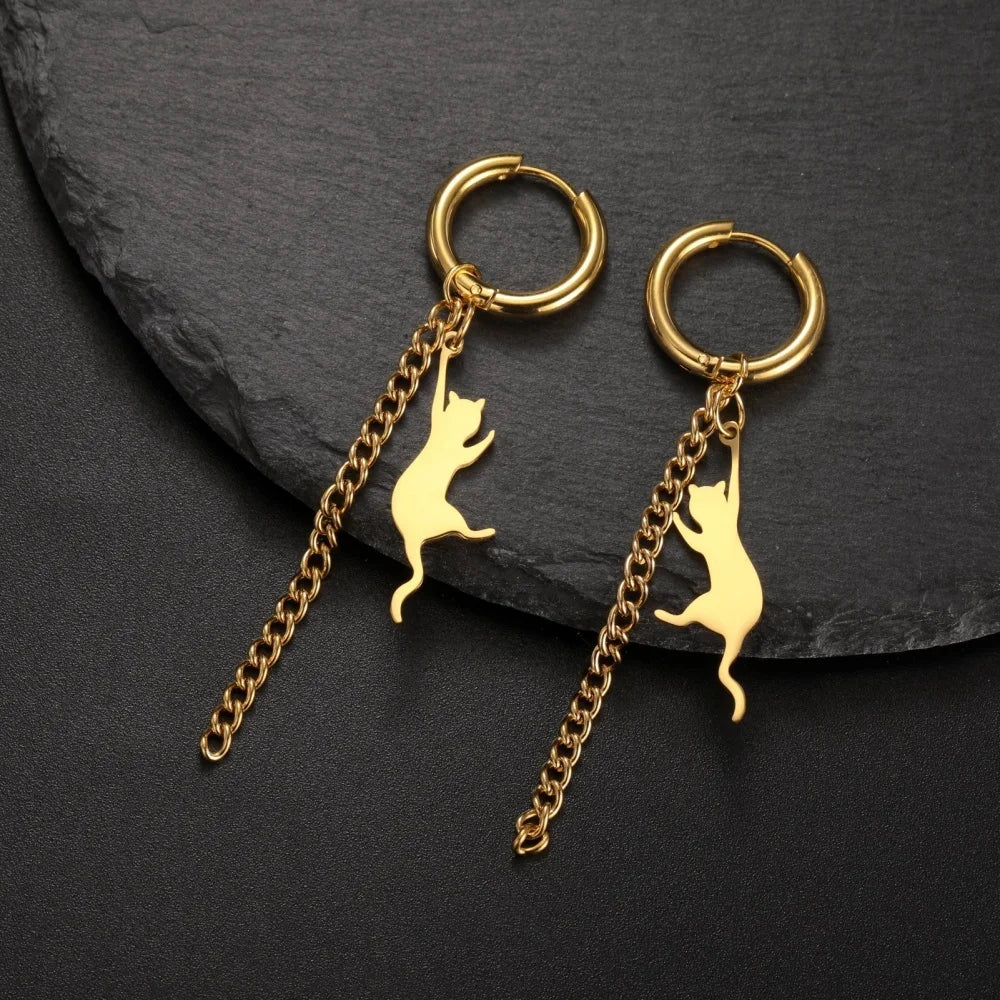 Jumping Cat Dangle Earrings - MONLANE