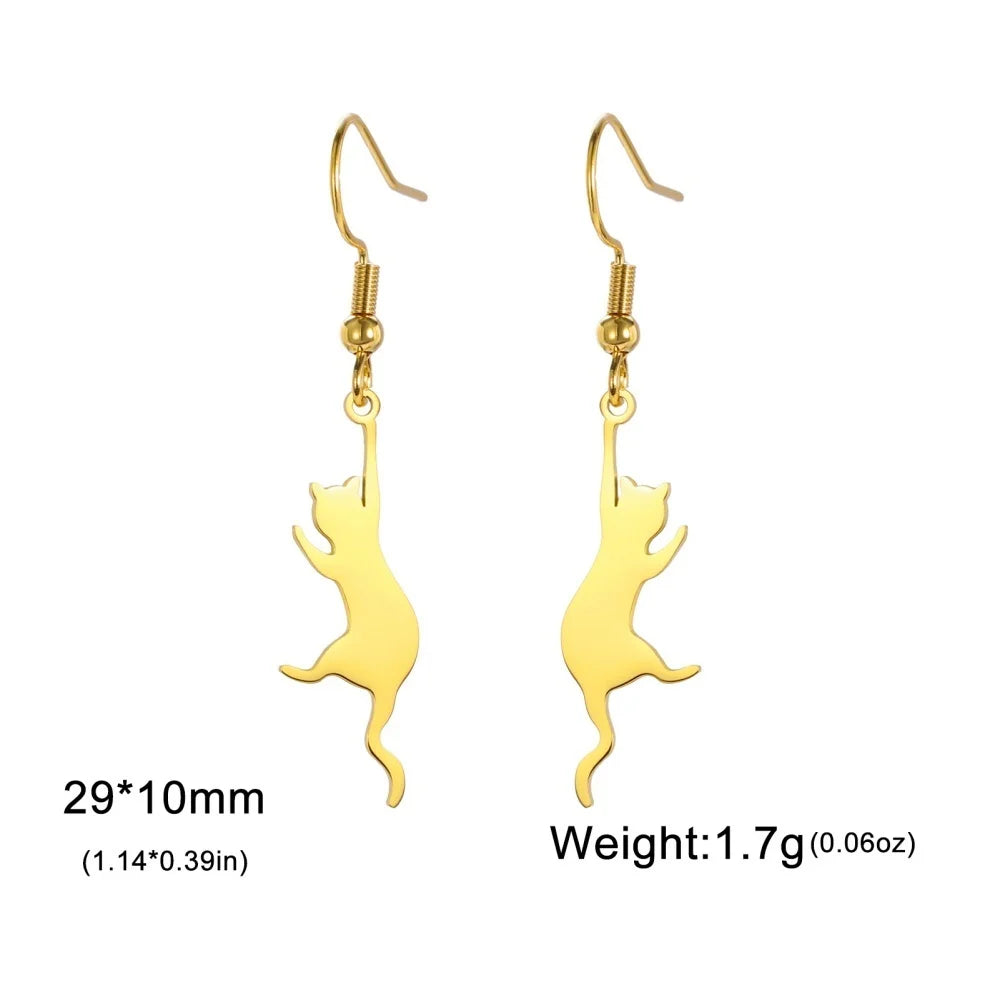 Jumping Cat Dangle Earrings - MONLANE