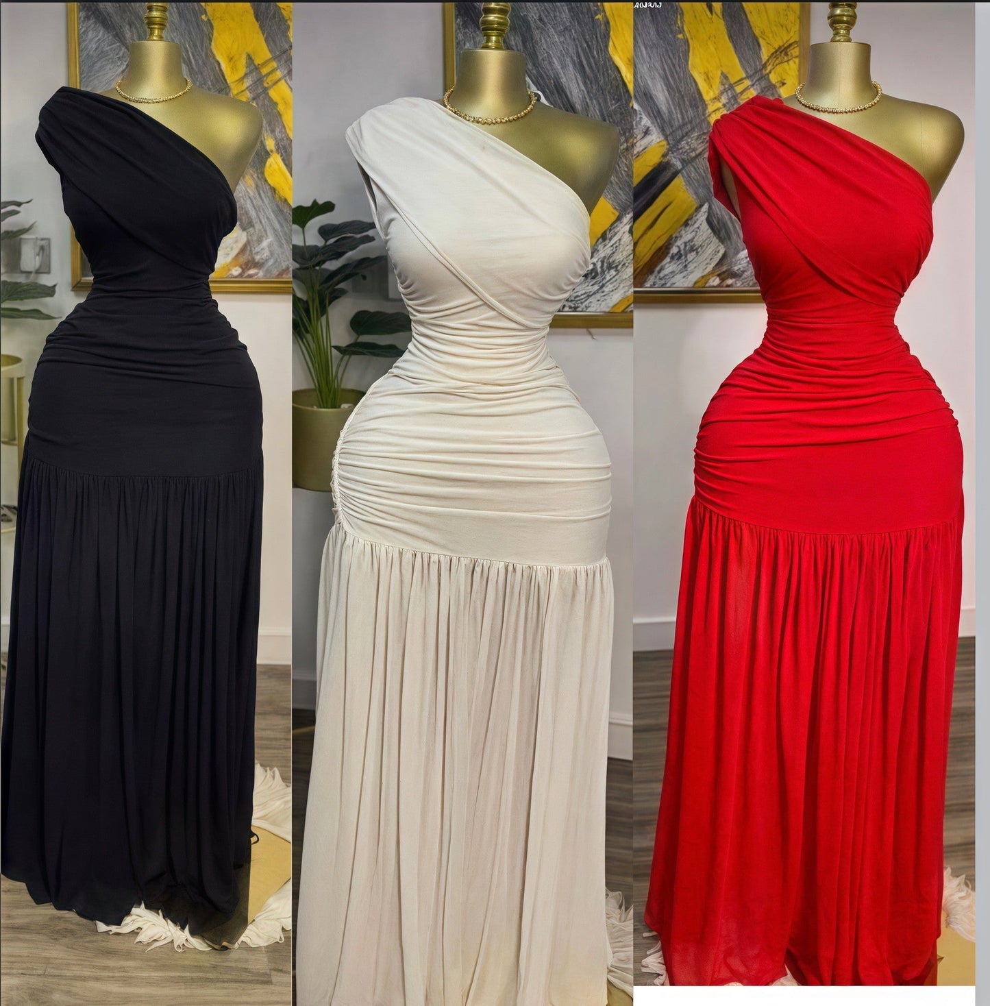 Sleeveless Diagonal Pleated Slit Dress