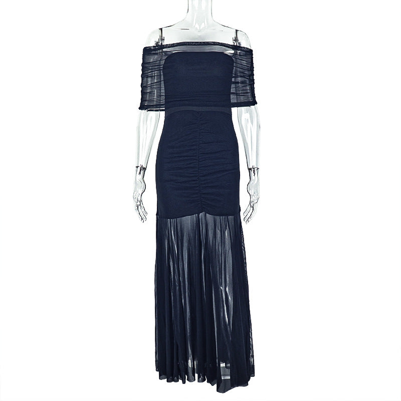 Off Shoulder Pleated Hip hugging Dress