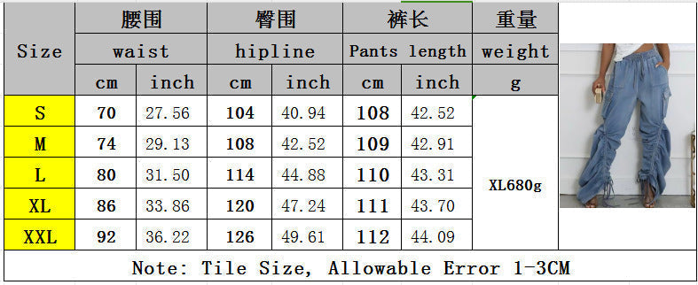 Pleated loose jeans