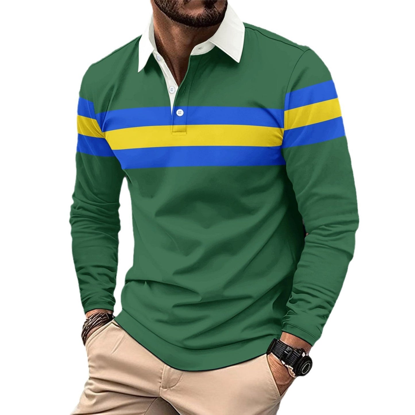 Men's Full Size Collared Contrast Polo