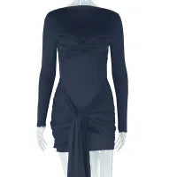 Elegant Solid Color High Waist Dress - MONLANE