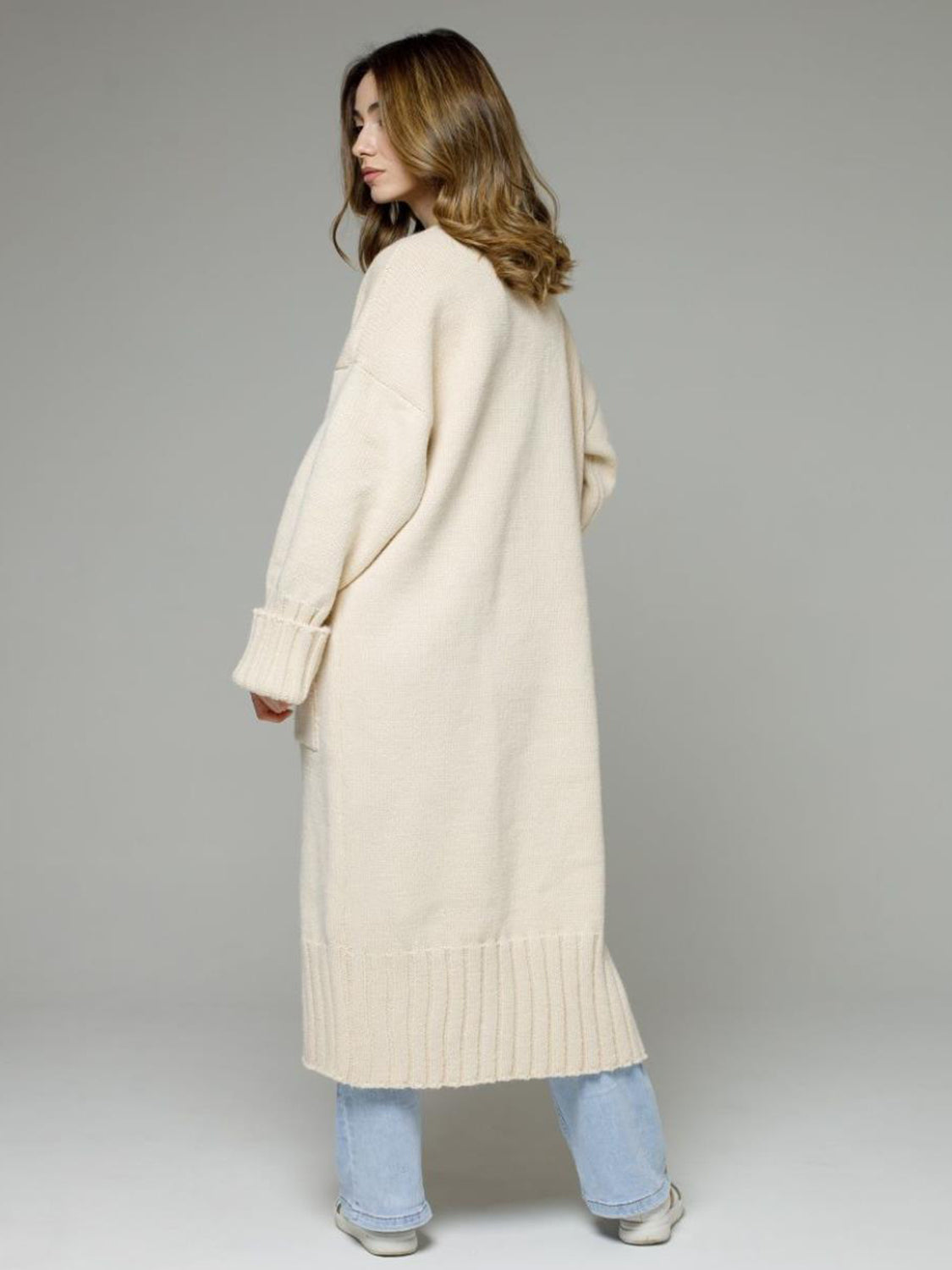 Open Front Dropped Shoulder Cardigan