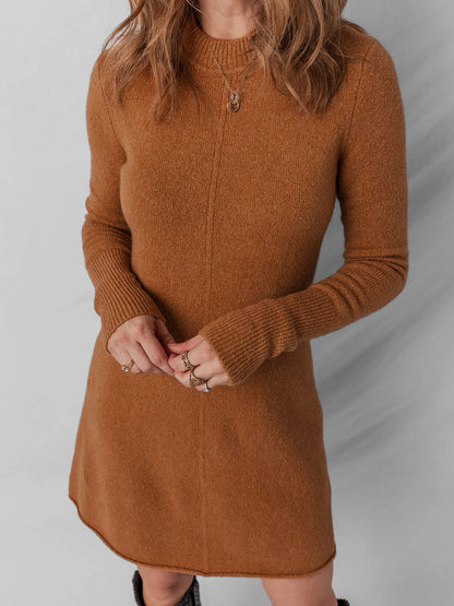 Ribbed Detail Mini Sweater Dress