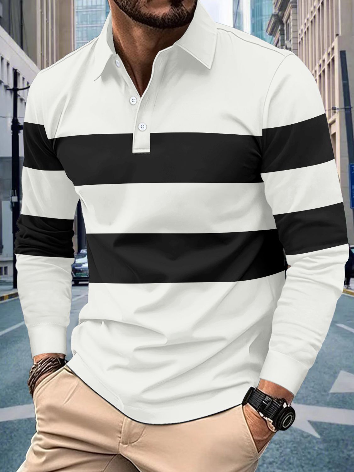 Full Size Striped Polo Men's Shirt