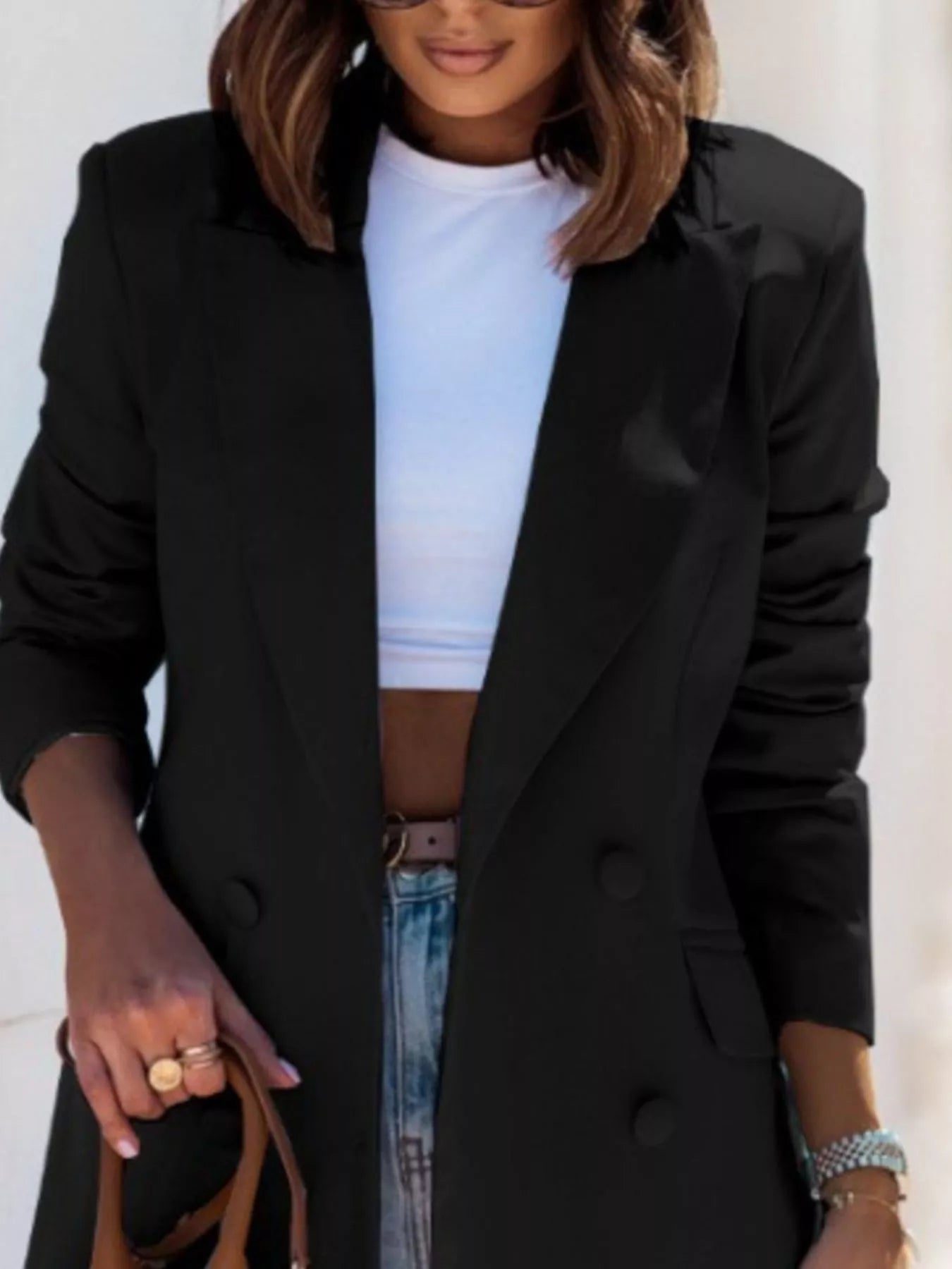 Lapel Collar Long Sleeve Blazer