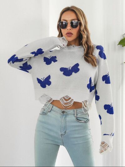 Butterfly Cropped Sweater