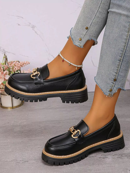 Round Toe Platform Loafers