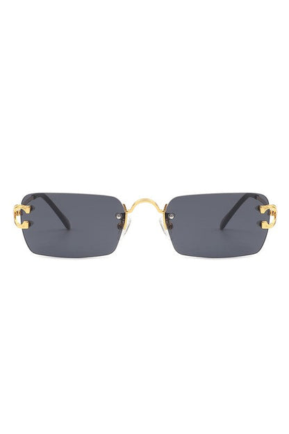 Rimless Retro Rectangle Tinted Sunglasses
