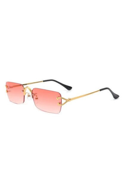 Rimless Retro Rectangle Tinted Sunglasses