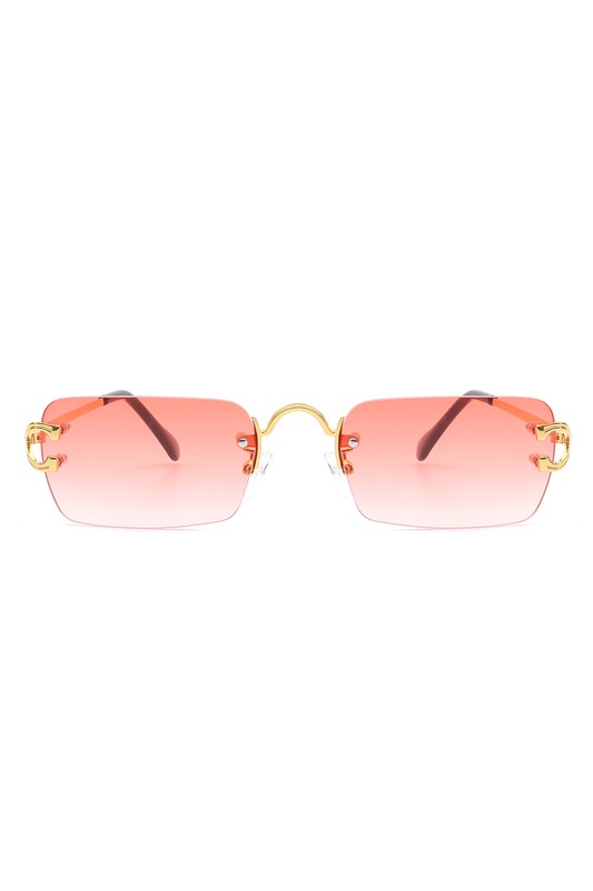 Rimless Retro Rectangle Tinted Sunglasses