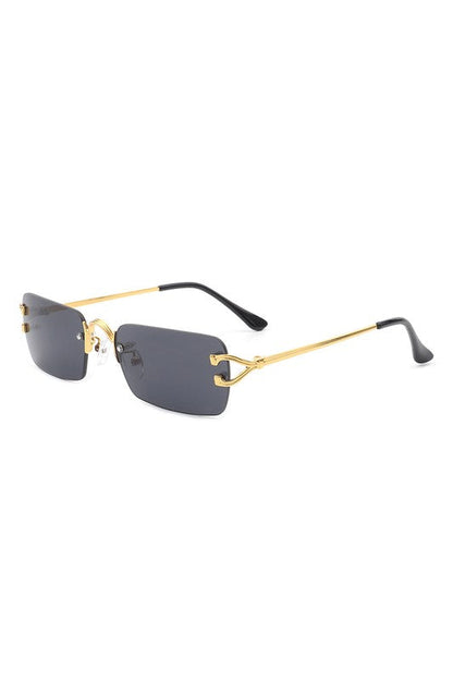 Rimless Retro Rectangle Tinted Sunglasses