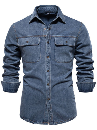Men's Denim Shirt with Chest Pockets