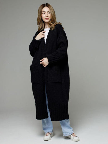 Open Front Dropped Shoulder Cardigan