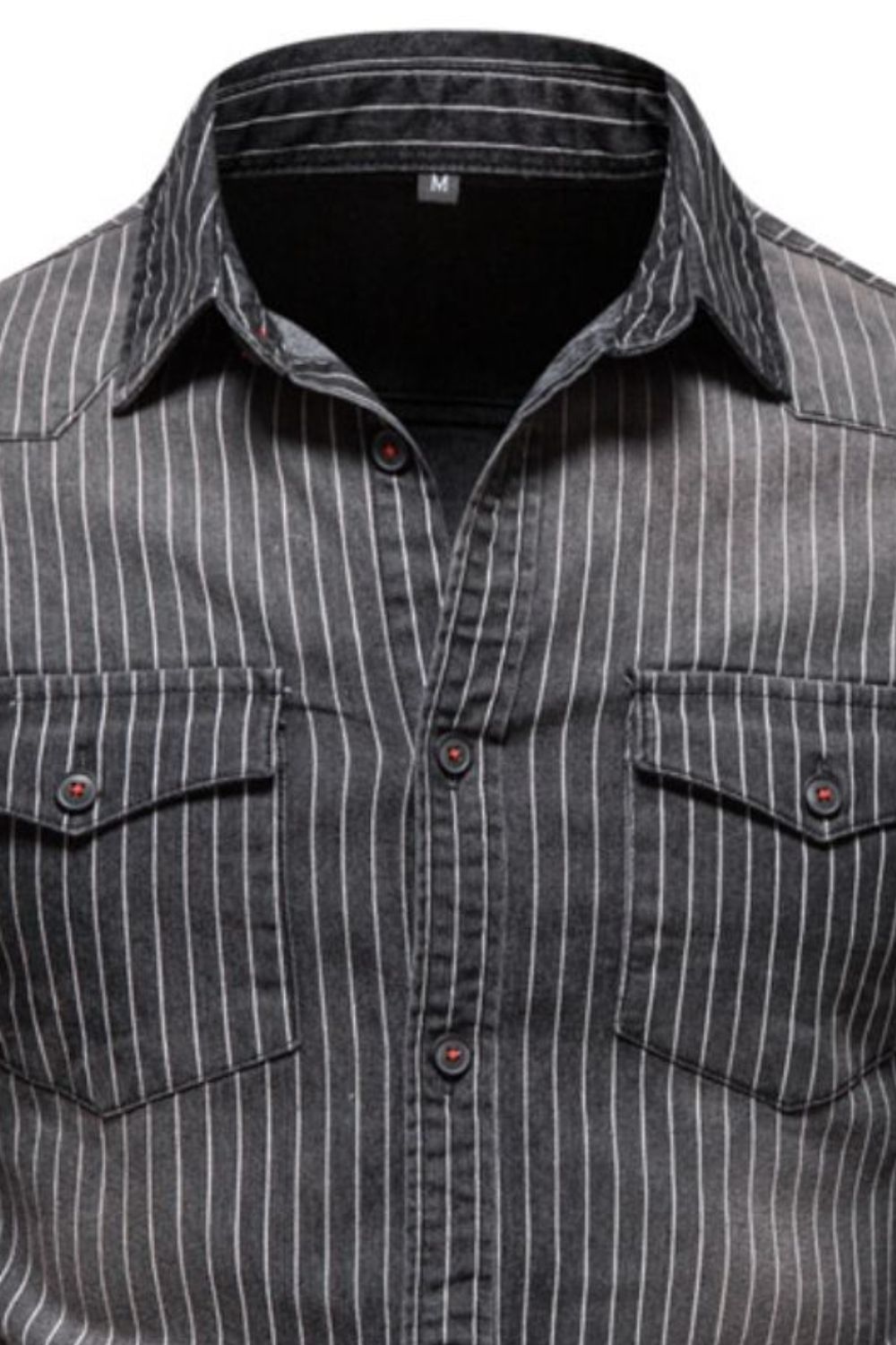 Men's Striped Button Down Denim Shirt