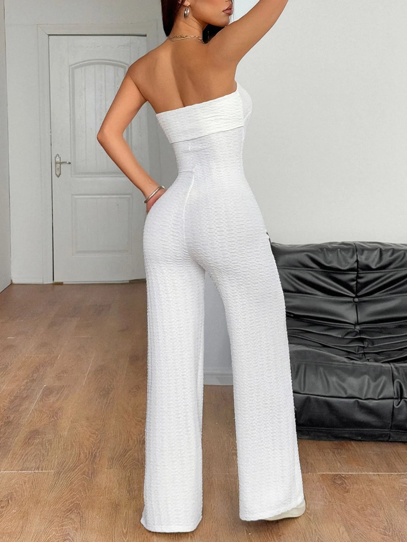 Sweetheart Neck Wide Leg Jumpsuit