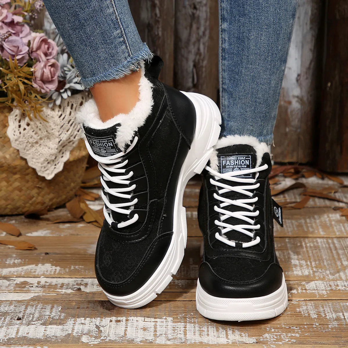 High-Top Platform Chunky Sneaker Boots