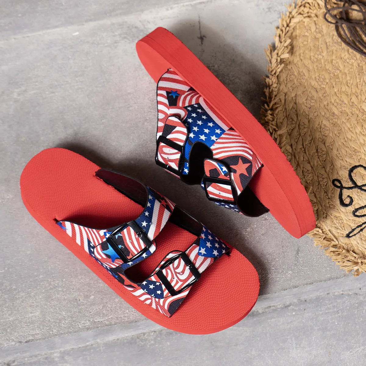Patriotic Double Strap Sandals