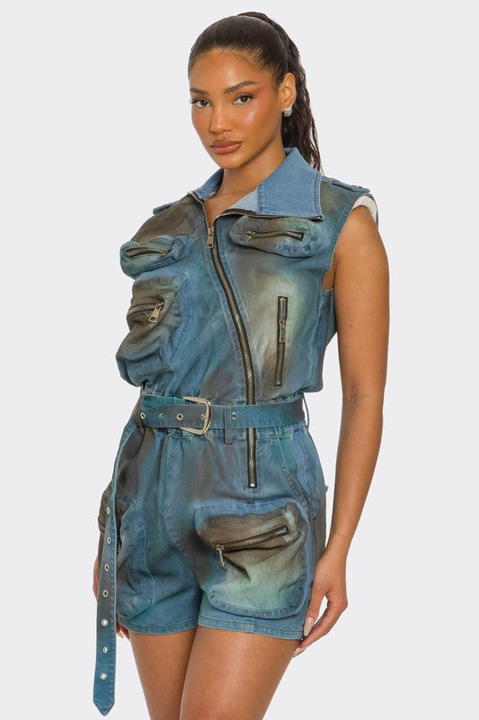Zipper Utility Romper
