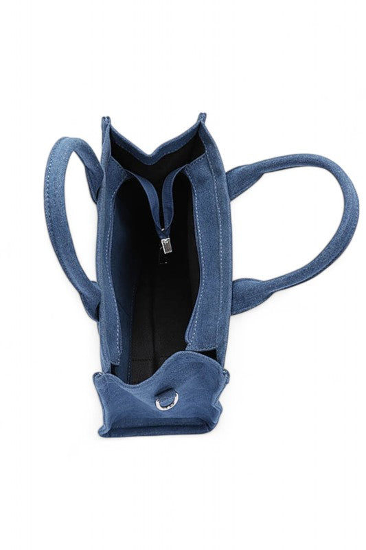 Convertible Small Denim Tote Bag
