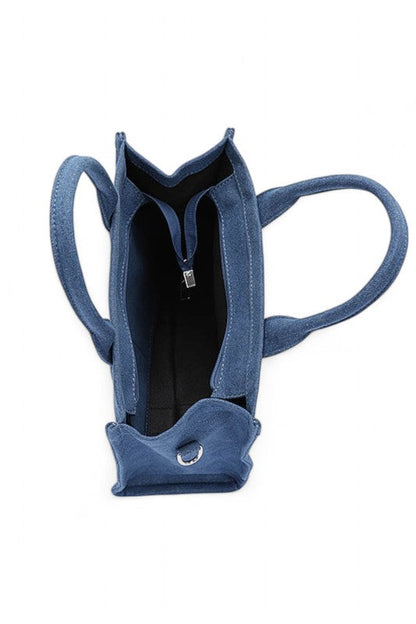 Convertible Small Denim Tote Bag