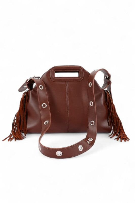 Leather Fringe Convertible Shoulder Bag