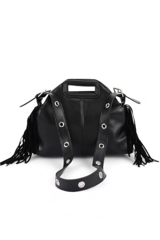 Leather Fringe Convertible Shoulder Bag