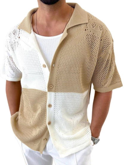 Men's Button Down Hollow Out Shirt