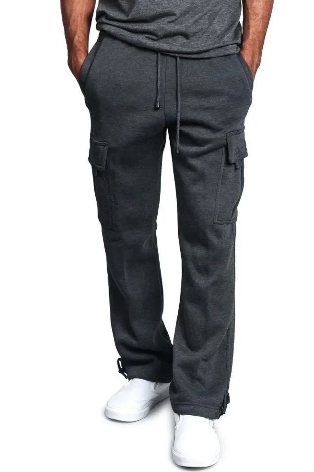 Men's Plus Size Drawstring Cargo Pants - MONLANE