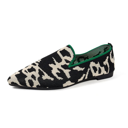 Animal Print Knit Slip-On Loafers