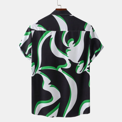Plus Size Abstract Wave Button-Up Shirt