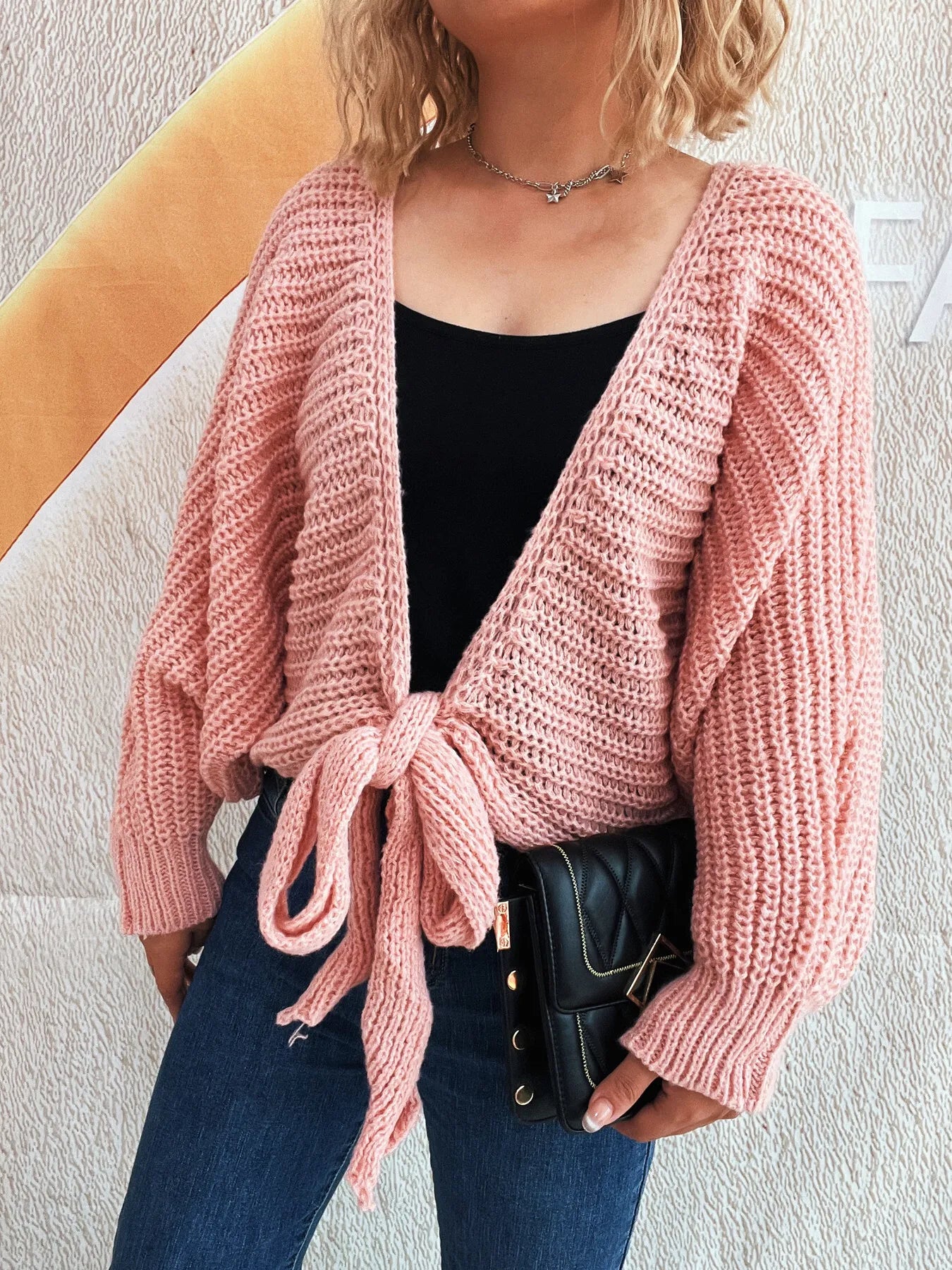 Long Sleeve Tie Front Cardigan