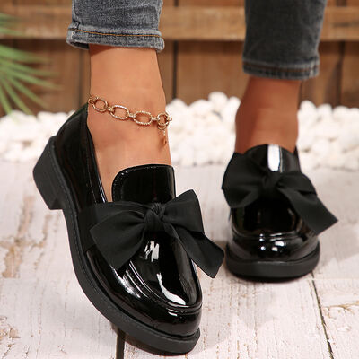 Bow Decor Slip On Loafers