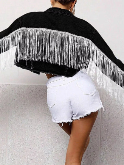 Button Up Cropped Denim Jacket