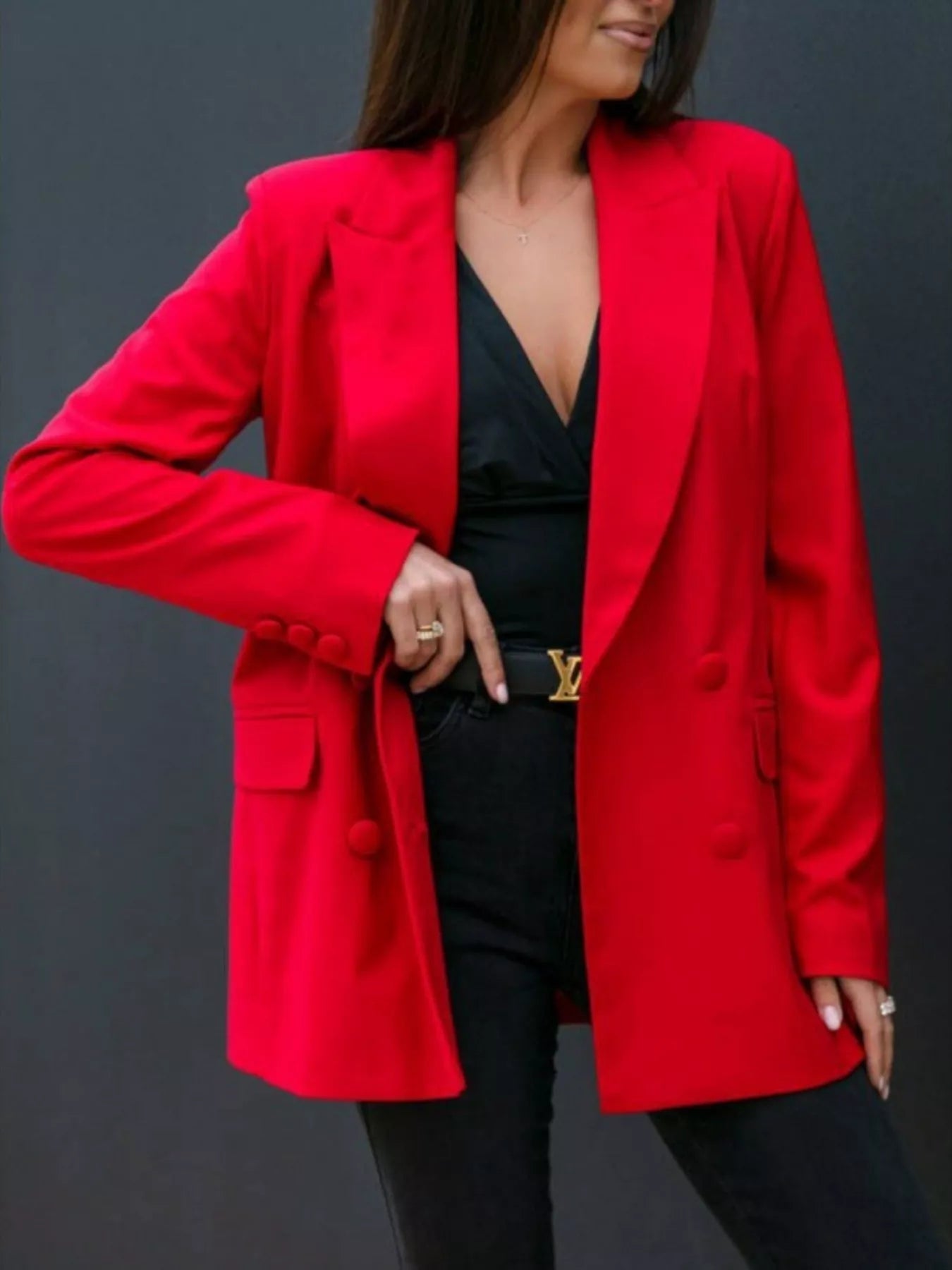Lapel Collar Long Sleeve Blazer